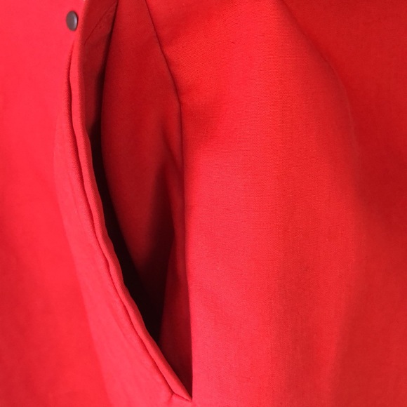 Eileen Fisher Red Trench Coat with Notched Lapels - Picture 5 of 12